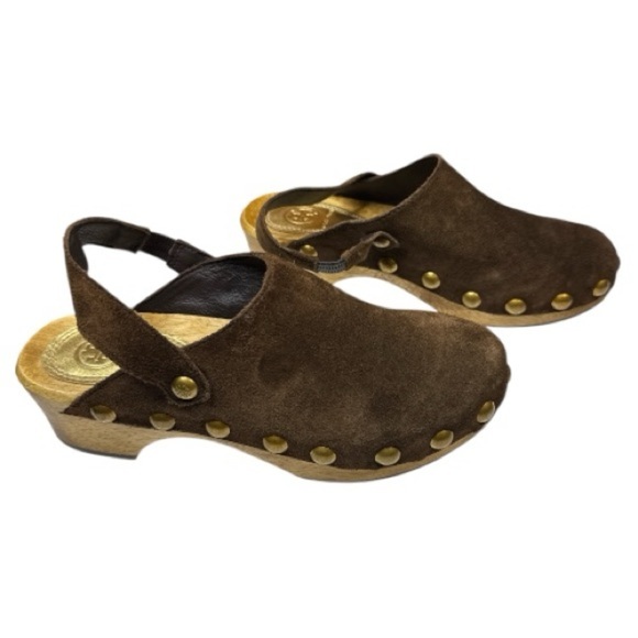 Tory Burch Blythe Studded Suede Clogs – Arabica Brown Size 6 - Picture 12 of 13